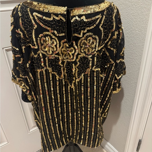 Jean for Joseph Le Bon Black and Gold beaded Sequin top - Picture 2 of 5